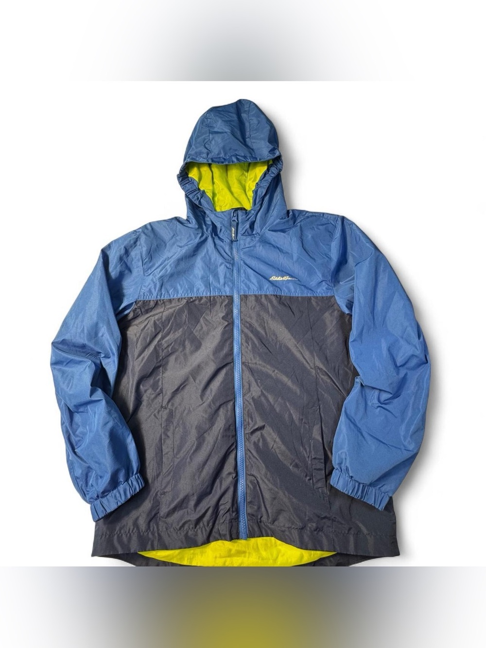 Eddie Bauer Kids Hooded Windbreaker Jacket Blue Navy Size L 14/16 Lightweight